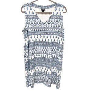 J. Jill Dress Women's XL Petite Blue White Striped Floral Wearever Jersey Knit